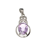 2.18CT Purple Amethyst And White Sapphire Sterling Silver Pendant