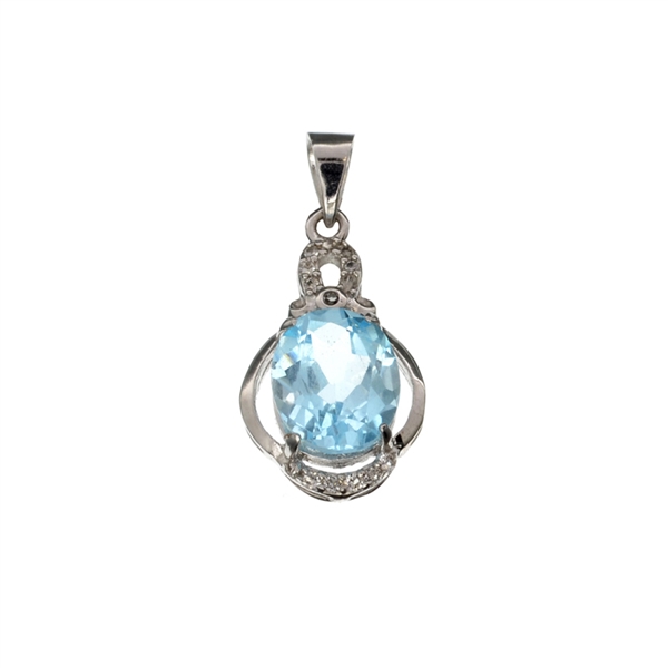 4.55CT Blue Topaz And White Sapphire Sterling Silver Pendant