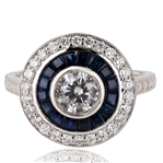 App: $8,700 0.65ct Diamond and 1.11ctw Blue Sapphire Platinum Ring (0.99ctw Diamonds) (Vault_RR01) 