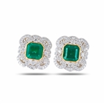 App: $29,245 5.17ctw Emerald and 0.73ctw Diamond Platinum and 18K Yellow Gold Earrings (Vault_R50) 