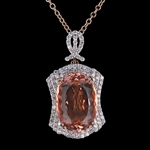 App: $18,175 23.99ct Morganite and 1.98ctw Diamond 14K Rose Gold Pendant/Necklace (Vault_R50) 