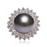 App: $6,295 12.0mm Tahitian Cultured Pearl and 1.37ctw Diamond 14K White Gold Ring (Vault_R50) 