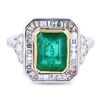 App: $12,857 2.53ct Emerald and 0.83ctw Diamond 18K White and Yellow Gold Ring (Vault_R50) 