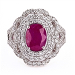 App: $17,547 2.66ct BURMESE Ruby and 1.28ctw Diamond Platinum Ring (GIA CERTIFIED) (Vault_RR01) 