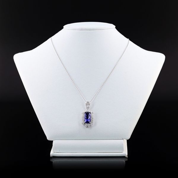 App: $26,490 7.90ct Tanzanite and 0.95ctw Diamond Platinum Pendant (GIA CERTIFIED) (Vault_R50) 