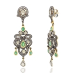 App: $5,570 1.44ct Emerald and 1.77ctw Diamond 925 Silver Dangle Earrings (Vault_R50) 