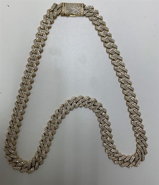 HUGE VALUE! Remarkable Cuban Necklace Heavy Gold Chain Covered with Diamonds! (Vault_VGN) B-300