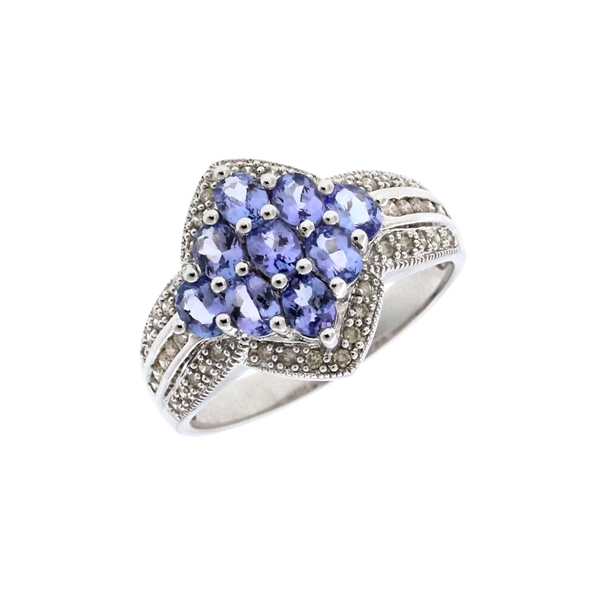 14KT White Gold 1.44CT Tanzanite and Diamond Ring -PNR-