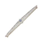 14KT White Gold Vintage Edwardian Bar Pin Brooch -PNR-