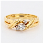 14KT Yellow Gold 0.07CT Diamond Ring Set -PNR-