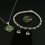  Chrome Diopside Ring size 7, Earrings, Pendant, and Bracelet  Sterling Silver Collection 