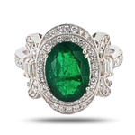 App: $14,785 2.73ct Emerald and 0.82ctw Diamond Platinum Ring (Vault_RR01) 