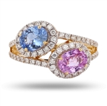 App: $6,100 2.22ctw Multi-Color Sapphire and 0.61ctw Diamond 18K Yellow Gold Ring (Vault_RR01) 