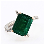 App: $16,000 4.86ct Emerald and 0.74ctw Diamond 14K White and Yellow Gold Ring (Vault_RR01) 