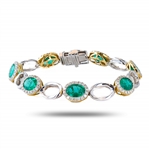 App: $43,580 11.72ctw Emerald and 1.82ctw Diamond 14K White and Yellow Gold Bracelet (Vault_R50) 