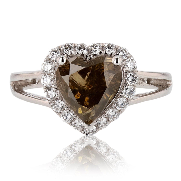 App: $7,760 2.01ct CENTER Fancy Yellowish Brown Diamond Platinum Ring (2.35ctw Diamonds) (Vault_R50) 