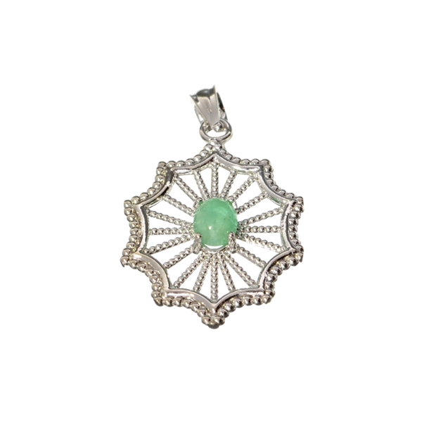 0.38CT Cabochon Emerald And Sterling Silver Pendant