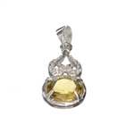 1.60CT Oval Cut Citrine/White Sapphire And Sterling Silver Pendant