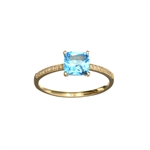 14KT. Gold, 1.29CT Blue Topaz And Diamond Ring