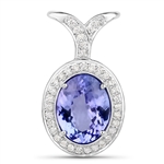 14KT. White Gold 3.82 Tanzanite and Diamond Pendant -PNR-