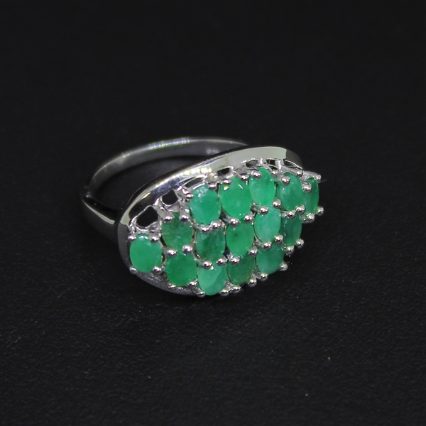 Emerald 925 Sterling Silver Size 8 Ring 