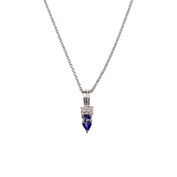 0.45CT Tanzanite And Topaz Sterling Silver Pendant W Chain