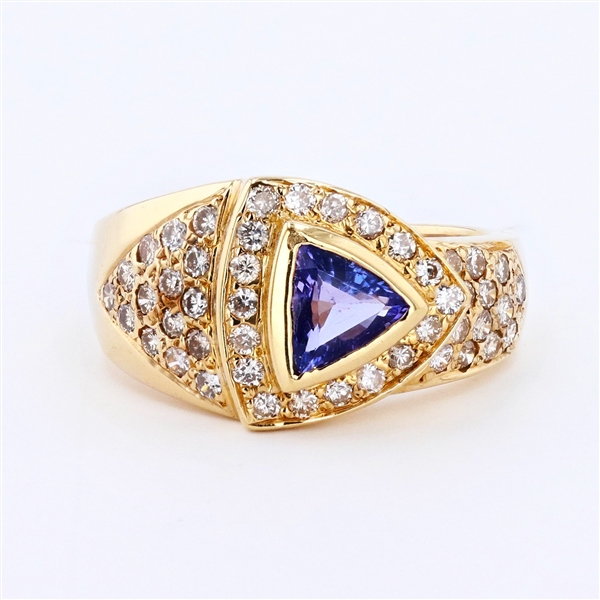 14K Yellow Gold 0.46CT Tanzanite and Diamond Ring -PNR-