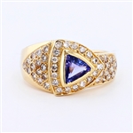 14K Yellow Gold 0.46CT Tanzanite and Diamond Ring -PNR-