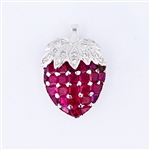 18K White Gold 2.00CT Ruby and Diamond Estate Pendant -PNR-