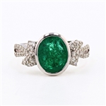 App: $11,720 3.12ct Emerald and 0.38ctw Diamond 18K White Gold Ring (Vault_RR01) 