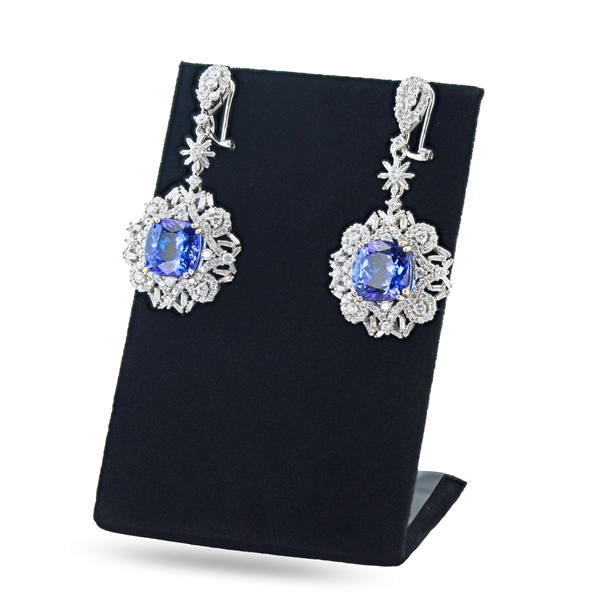 App: $55,870 11.75ctw Tanzanite and 3.98ctw Diamond 14K White Gold Dangle Earrings (Vault_R50) 