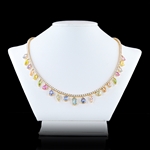 App: $71,260 22.44ctw UNHEATED MultiColor Sapphire and 6.24ctw Diamond 14K Yellow Gold Necklace (GIA CERTIFIED) (Vault_R50) 