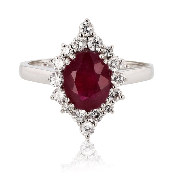 App: $6,900 2.18ct Ruby and 0.54ctw Diamond Platinum Ring (Vault_R50) 