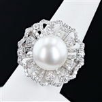 App: $23,560 13mm White South Sea Cultured Pearl and 1.46ctw Diamond Platinum Ring (GIA CERTIFIED) (Vault_R50) 