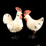 Rustic Chicken Pair Decoration