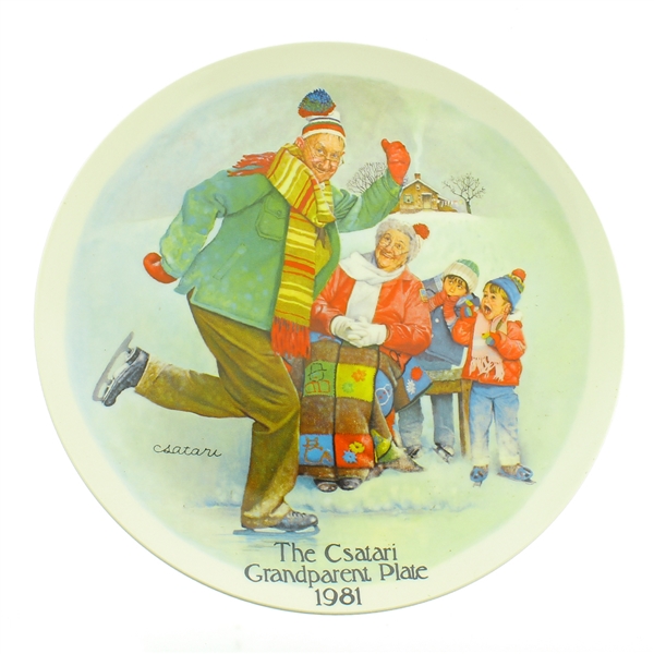 1981 "The Skating Lesson" Edwin M. Knowles by Joseph Csatari Collectable Plate with Certificate 