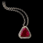 18KT White Gold, 1.44CT Rubellite and Brilliant Cut Diamond Pendant (VGN B-143)