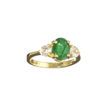 14KT. Gold, 1.62CT Green Emerald And White Sapphire Ring