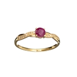 14KT. Gold, 0.41CT Round Cut Ruby And Diamond Ring