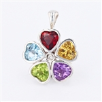 14K White Gold 2.69CT Multi-Gemstone and Diamond Pendant -PNR-