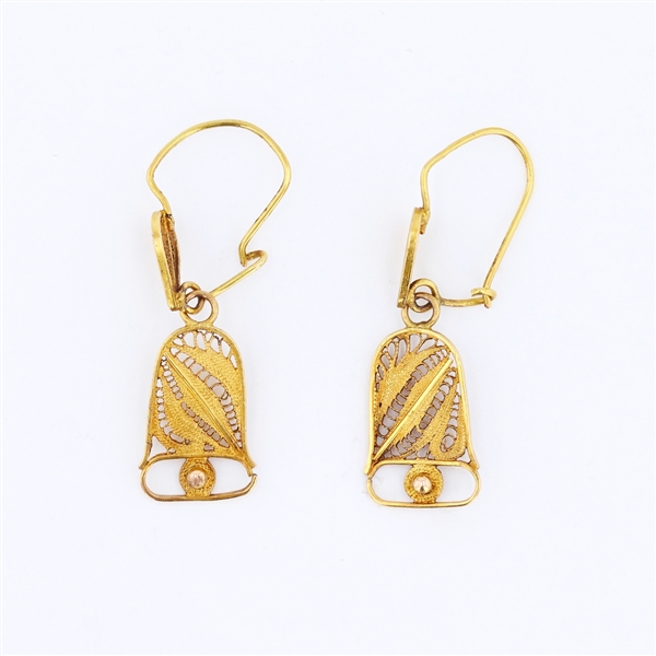 14K Yellow Gold Bell Earrings -PNR-