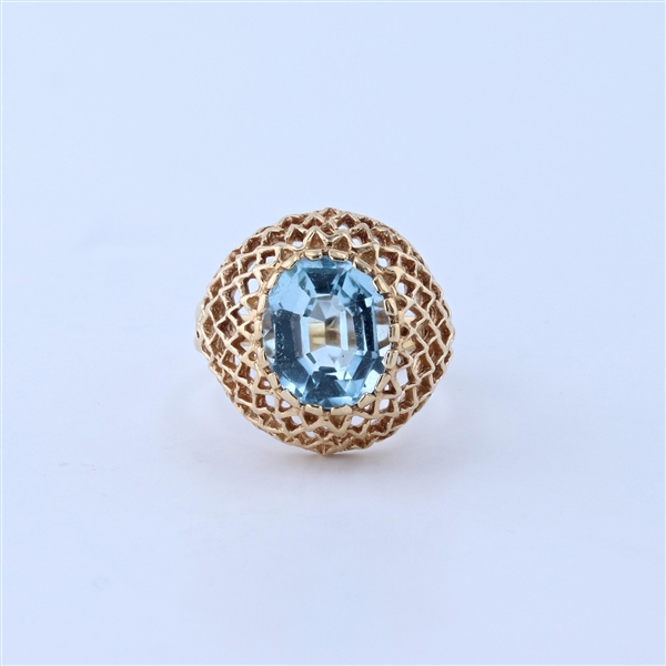 14KT Yellow Gold Blue Topaz Ring -PNR-