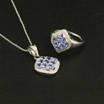 Tanzanite Ring size 8 and Pendant Sterling Silver Collection 