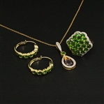  Chrome Diopside Ring size 7, Earrings, and Pendant Sterling Silver Collection 