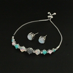  Opal Earrings and Bracelet Sterling Silver Collection 