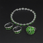 Chrome Diopside Ring size 7, Earrings, Bracelet Sterling Silver Collection 