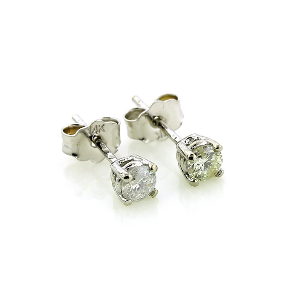 0.33 Carat No Reserve Auction Opportunity! Diamond Earrings in 14KT White Gold! 