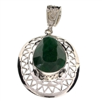 15.40CT Pear Mixed Cut Green Beryl Emerald and Sterling Silver Pendant