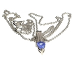 0.45CT Tanzanite And Topaz Sterling Silver Pendant W Chain