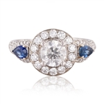 App: $11,615 0.49ctw Blue Sapphire and 1.63ctw Diamond 18K White Gold Ring (Vault_RR01) 